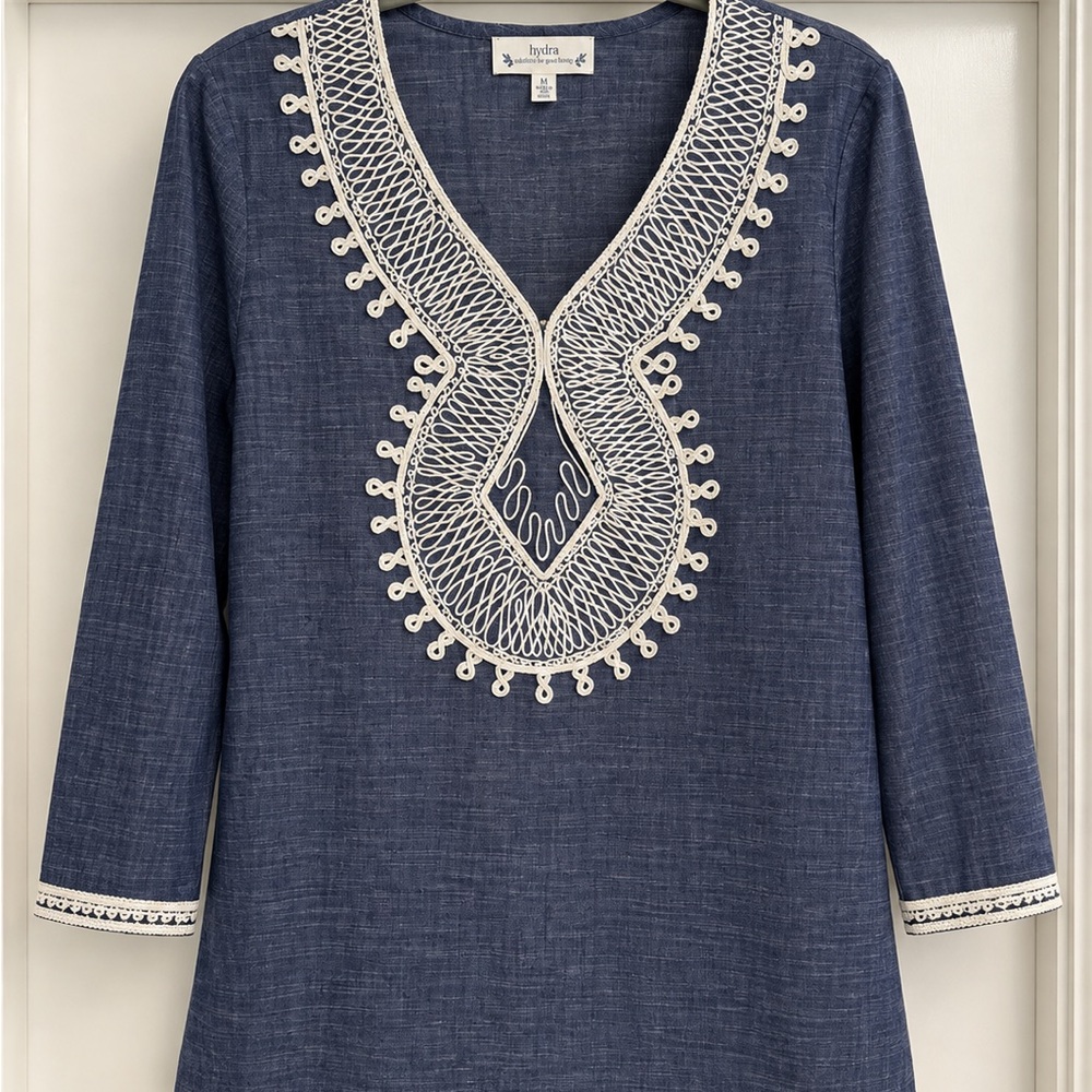 Rockflowerpaper - Navy Embroidered Tunic Top - size S